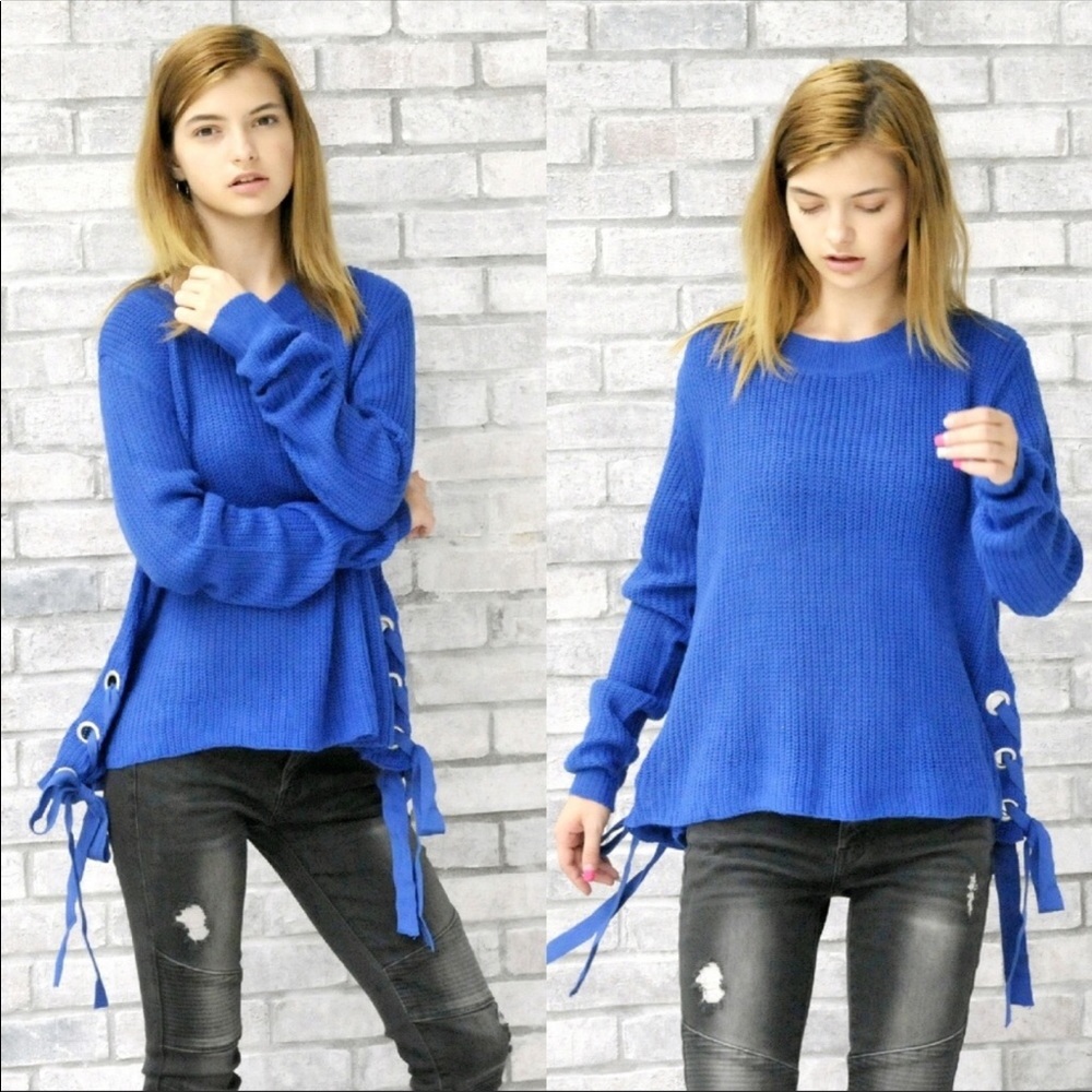 NEW! SIDE LACING SWEATER - Picture 1 of 3